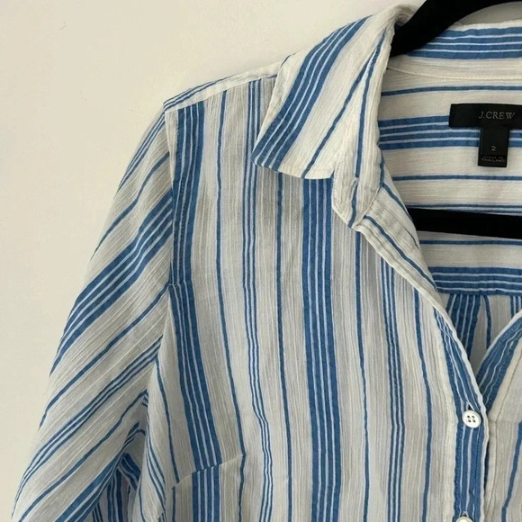 JCrew stripe button  down shirt, blue and white - Picture 2 of 9